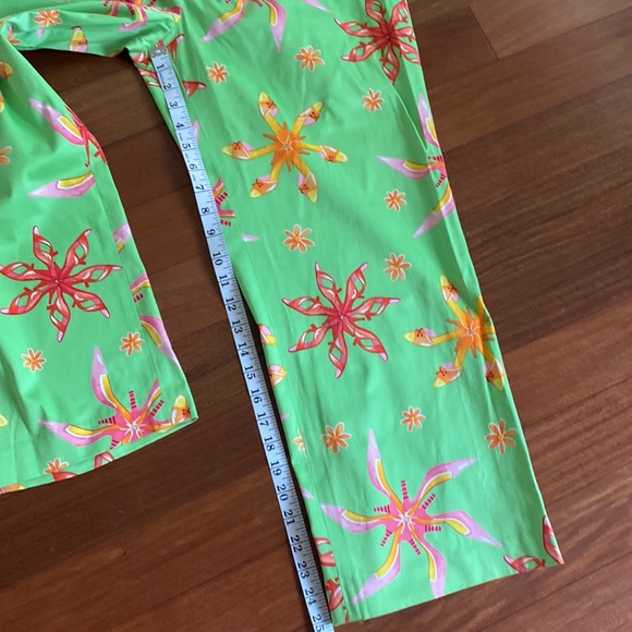 ITW by Claude Brown Colorful Green & Pink Women’s Capris - Size 16 - Picture 13 of 14